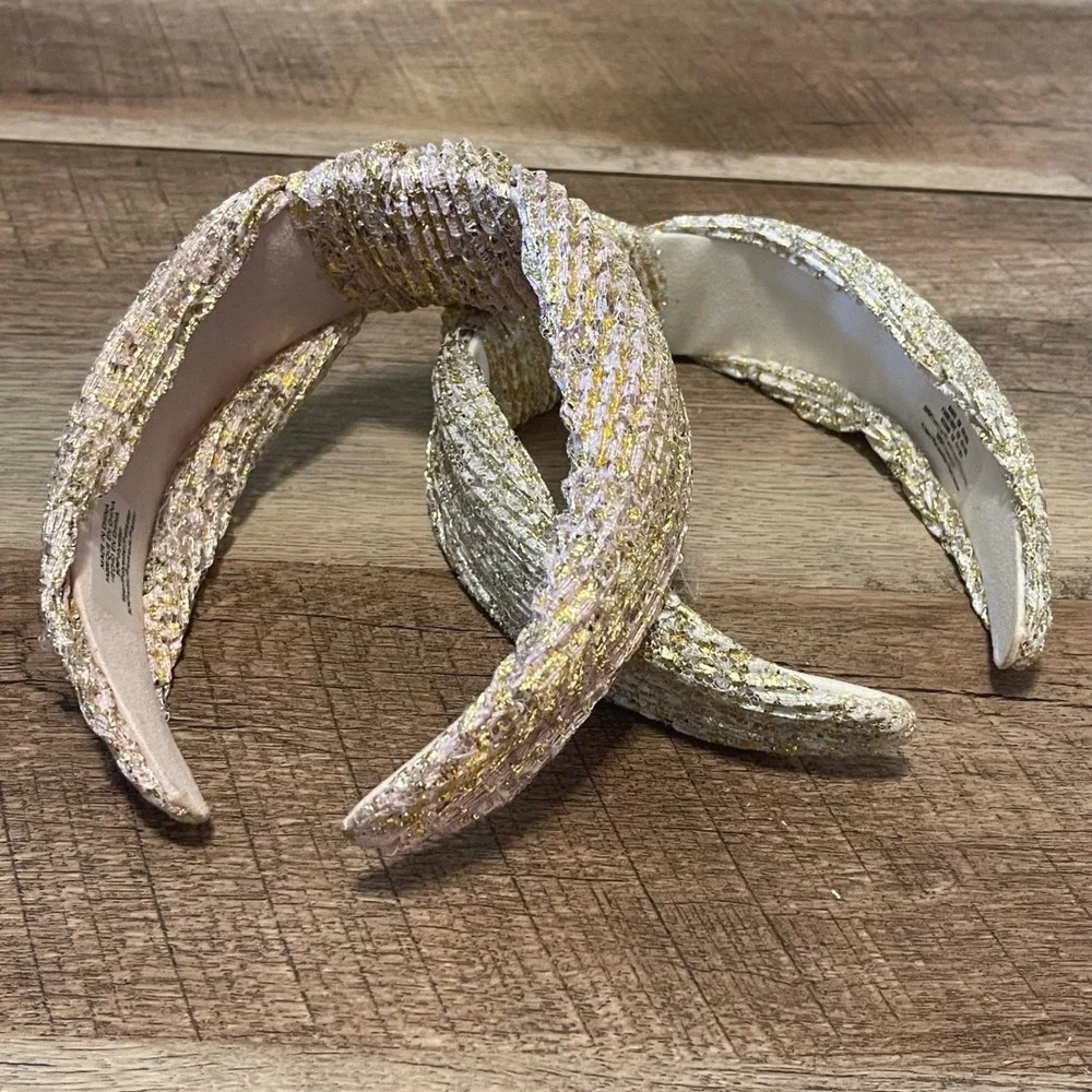 Sparkle Knot Headband‎ Gold Silver Pink Textured Shimmer Accent Hair Accessory
